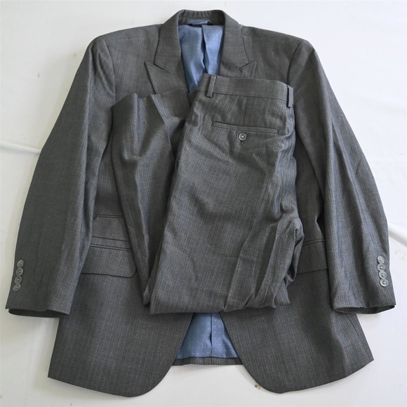 Beverly Hills Polo Club 42S 32x28 Gray Striped‎ Mens Jacket Pants Suit